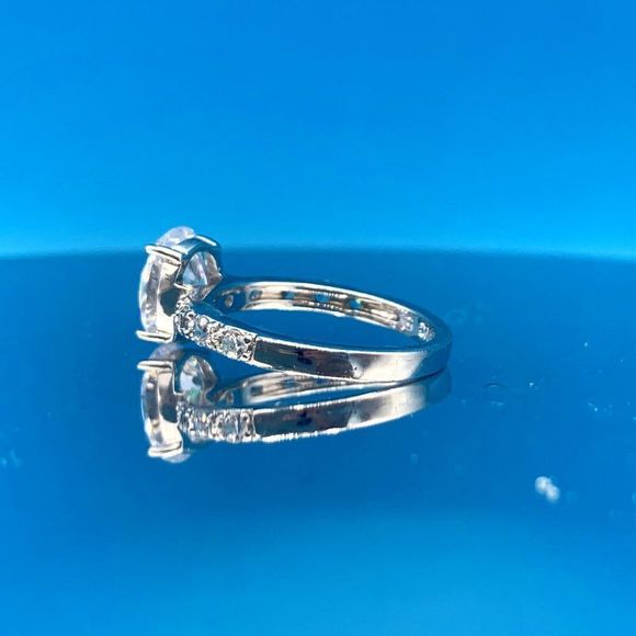 Pave Sterling Silver and Cubic Zirconia Engagement Ring - Picture 15 of 15